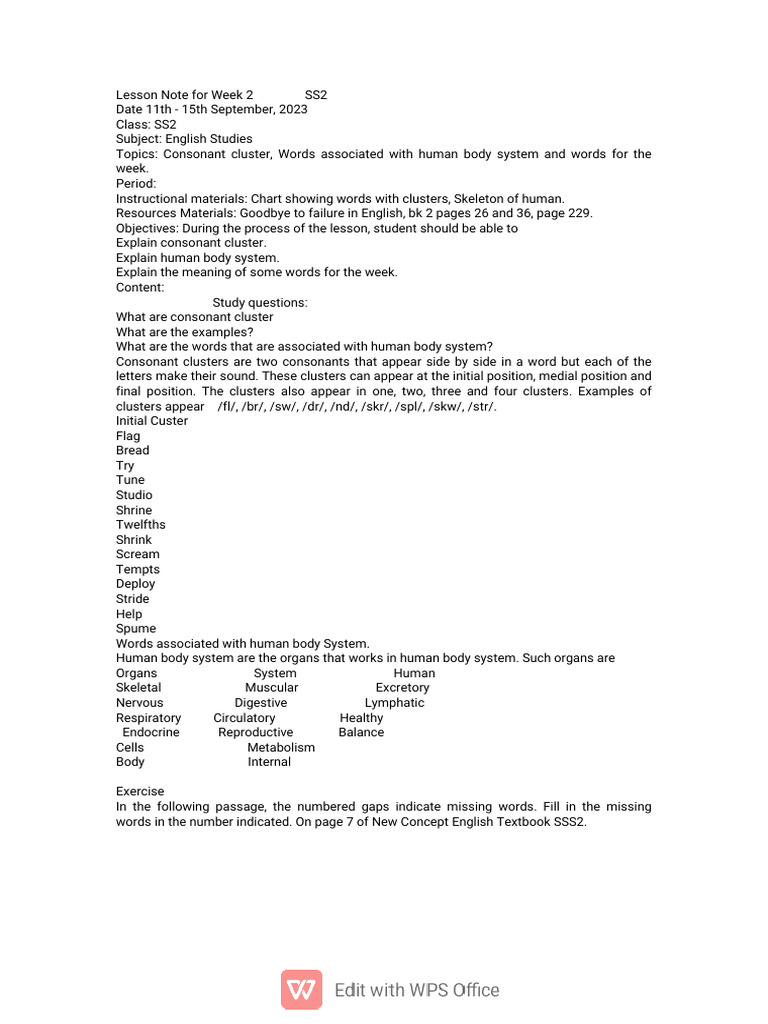 Lesson Note For SS2 (1) - WPS Office | PDF