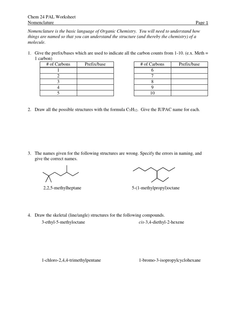 Organic Chemistry Nomenclature Practice | PDF