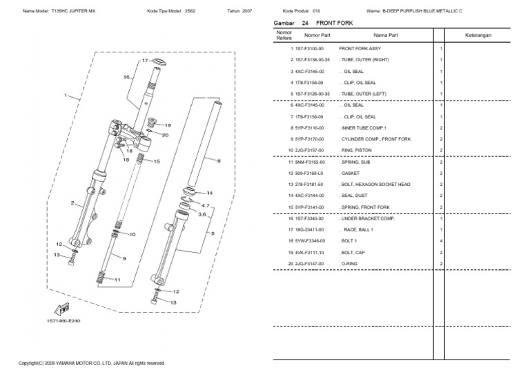 t135hc Jupiter MX Front Fork PDF Mechanical Engineering