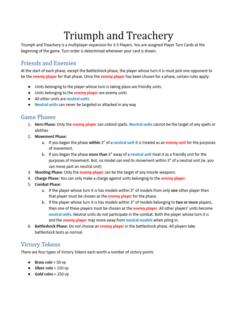 Triumph and Treachery | PDF | Coins | Games Of Mental Skill