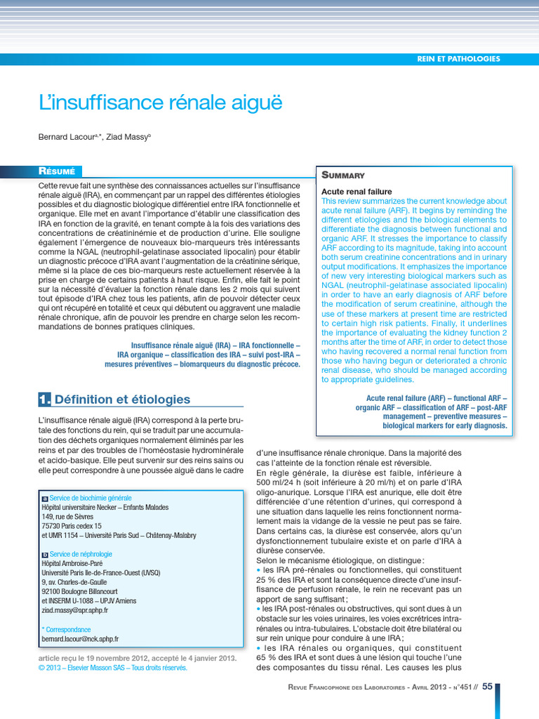Insuffisance rénale aiguë : types et diagnostics | PDF | Médecine | Organe