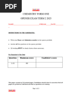 CHEMISTRY F1 QS Term 2 Opener 2023