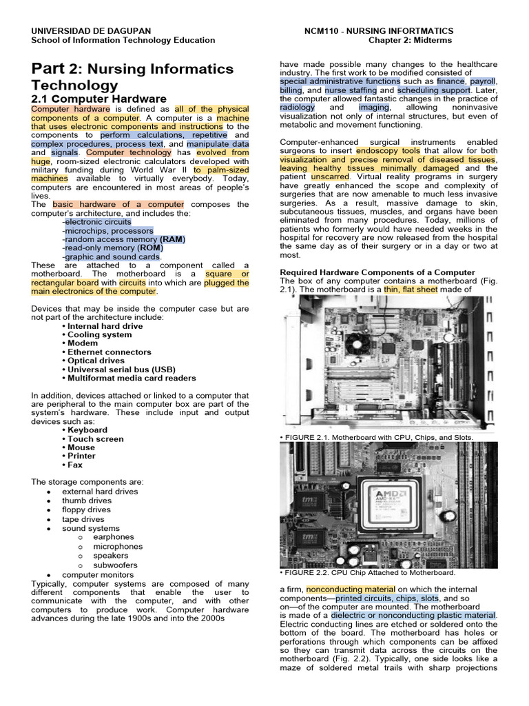 Nursing Informatics: Computer Hardware Overview | PDF | Computer Data ...