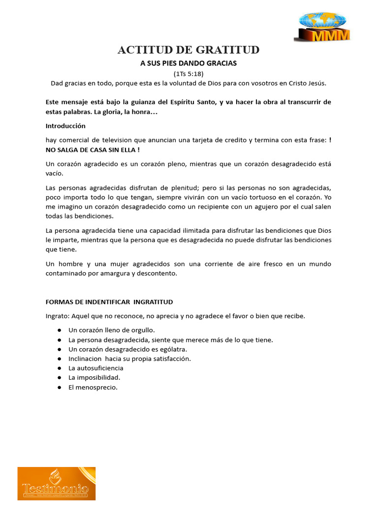 Actitud De Gratitud A Sus Pies Dando Gracias Pdf Pablo El Apóstol