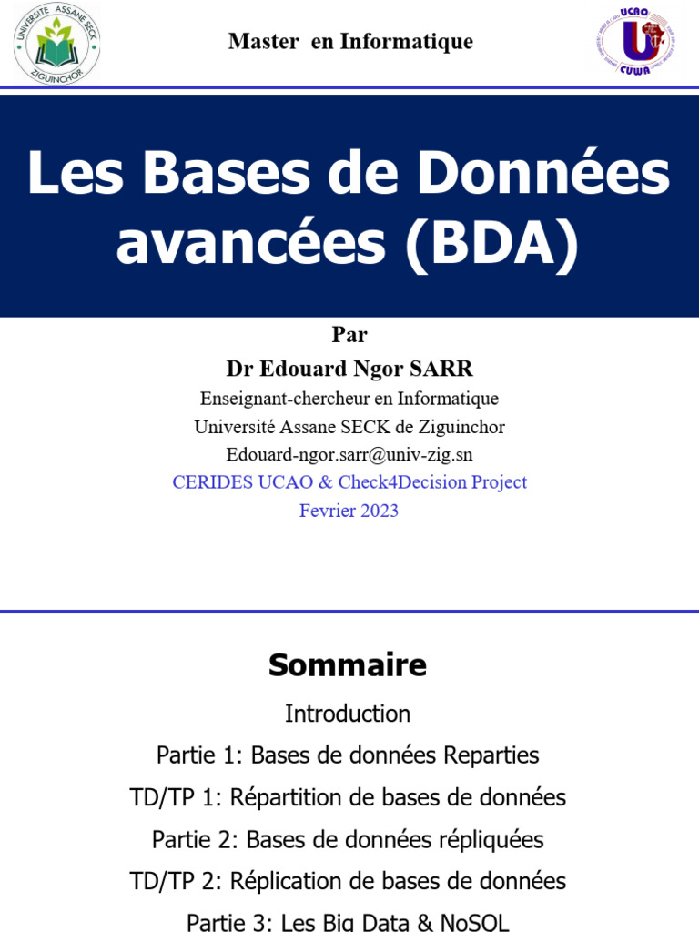 Bases de Données Réparties par Edouard Sarr | PDF | Bases de données ...