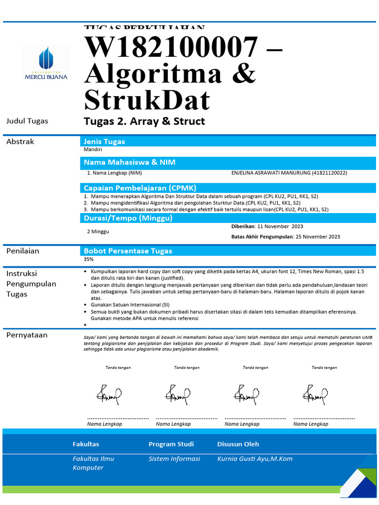 Tugas Algoritma: Array dan Struct | PDF