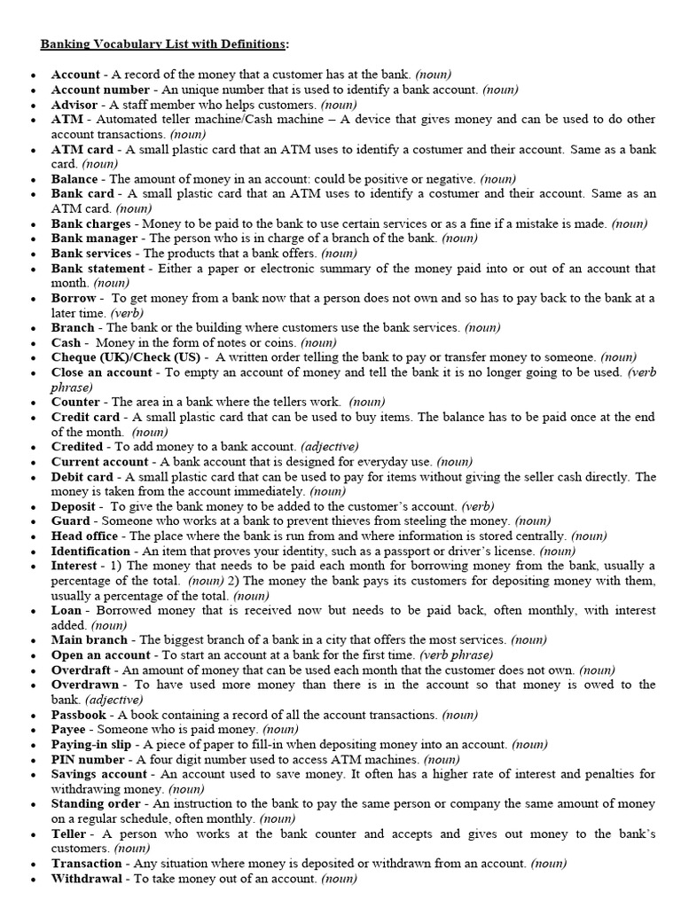 Banking Terms and Notes | PDF | Banks | Automated Teller Machine