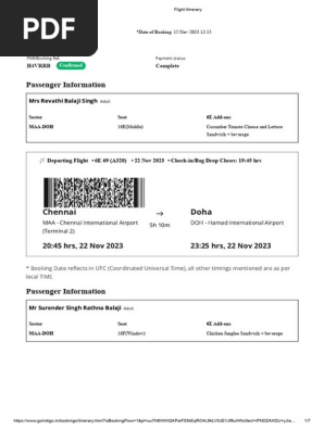 Flight Itinerary