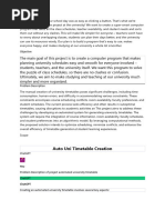 Auto Uni Timetable Creation: Objective