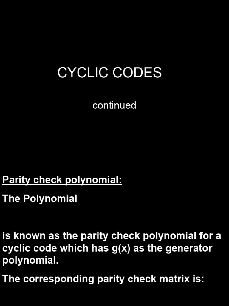 Meggitt Decoder for Cyclic Codes | PDF | Algorithms | Abstract Algebra