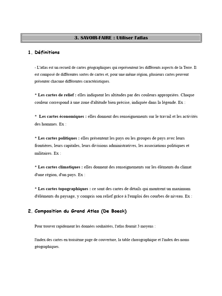 Utiliser efficacement un atlas géographique | PDF