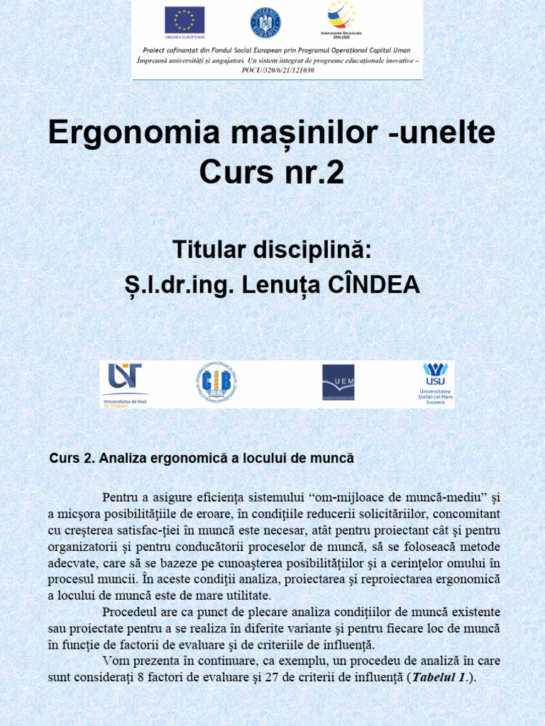 Curs 2 - Ergonomie | PDF