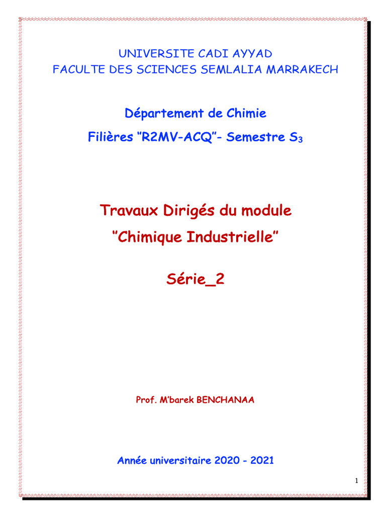 Travaux Dirigés en Chimie Industrielle | PDF | La combustion | Enthalpie
