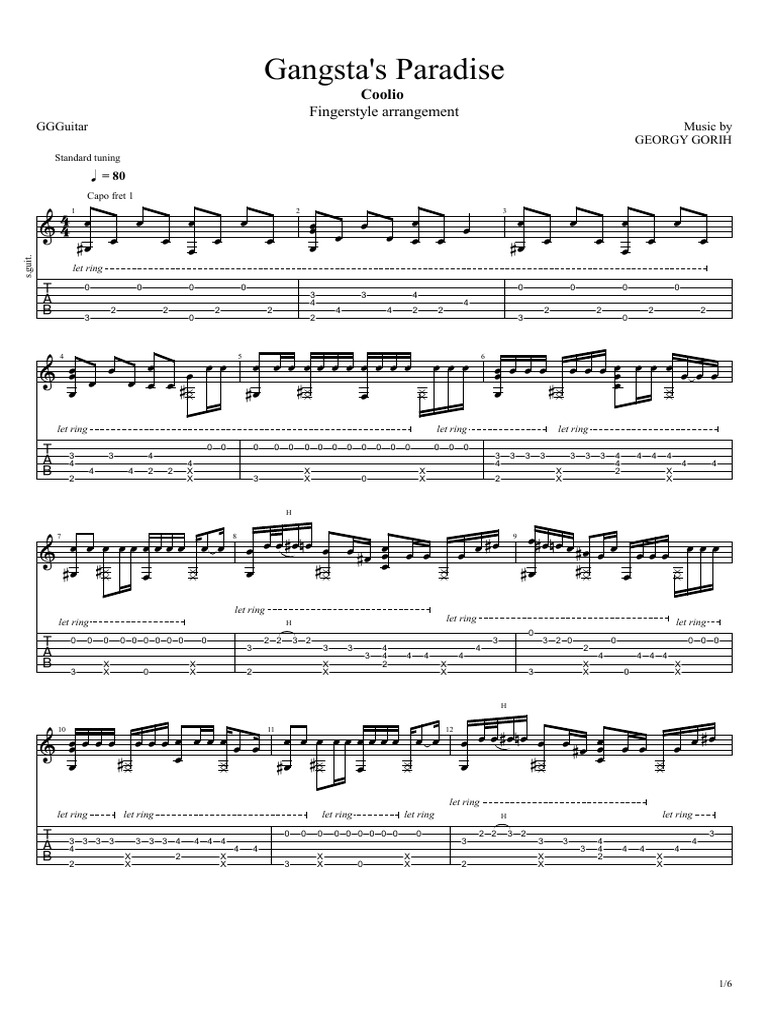 Gangsta Paradise | PDF | European Musical Instruments | Guitar Family ...