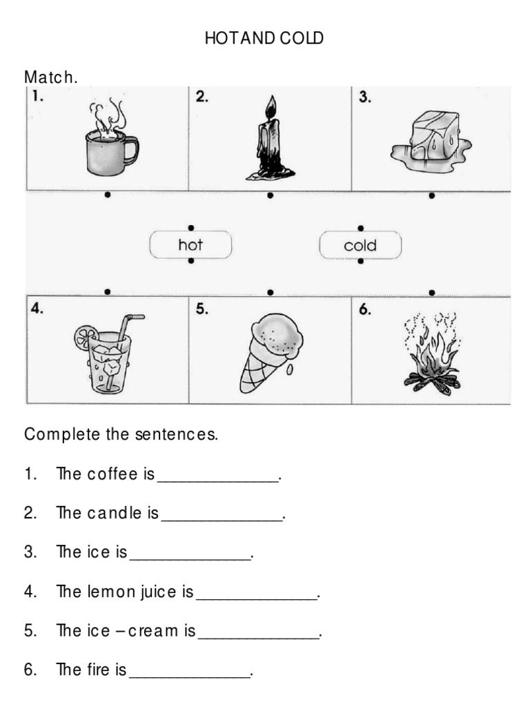 English Worksheet - Hot and Cold