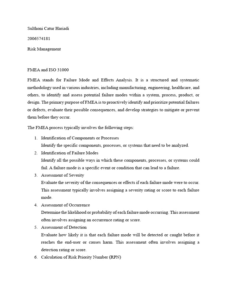 FMEA and ISO 31000 Risk Management Guide | PDF | Risk | Risk Management