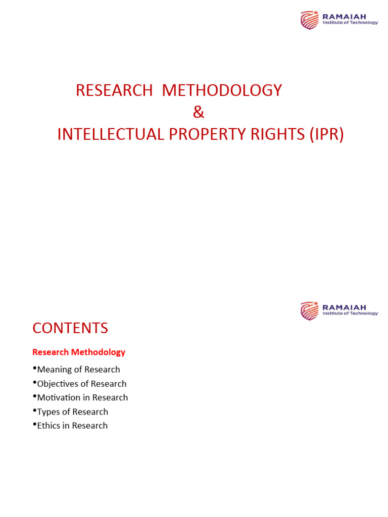 RM & IPR Unit 1 - New | PDF | Methodology | Clinical Trial