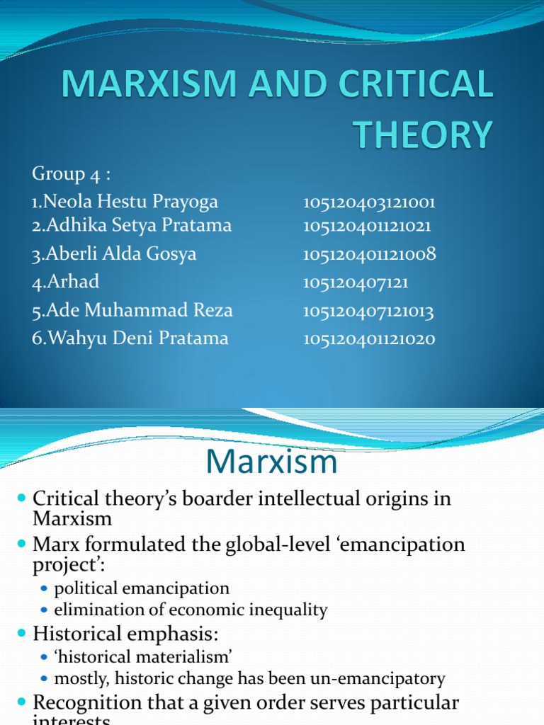 critical essays on marxist theory