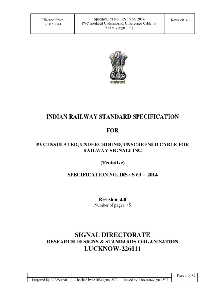 Railway Signalling Cable Specification | PDF | Electrical Conductor ...