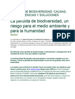 La Pérdida de Biodiversidad Incluye La Extinción Mundial de Diferentes Especies