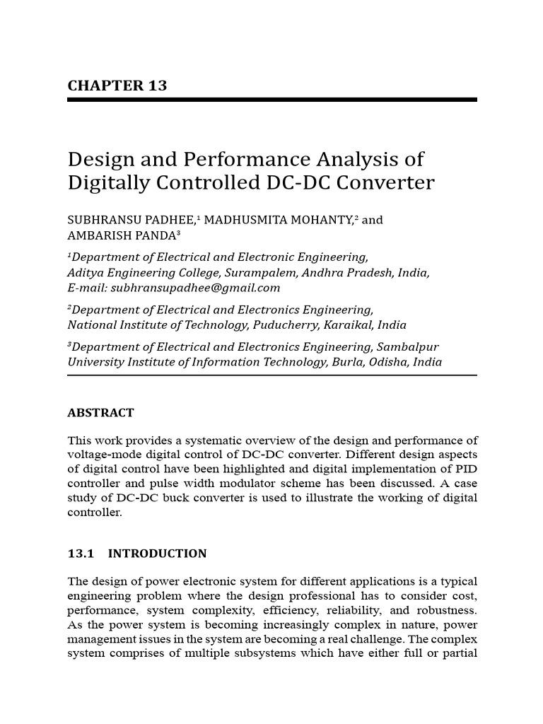 BookChapter Design and Performance Analysis of Controlled DCDC