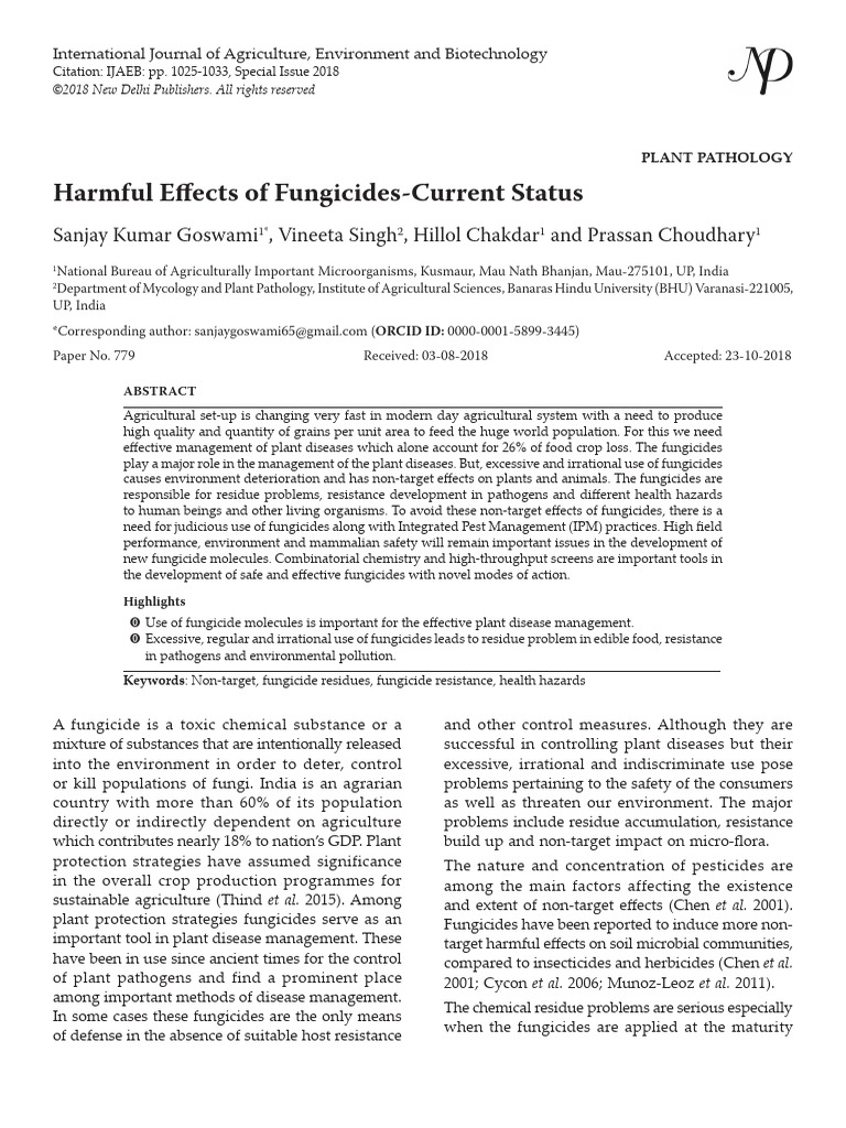 Harmful Effects Of Fungicides Current St Pdf Fungicide Plant