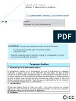 TAREA 3. El Pensamiento Analítico y La Autoobservación