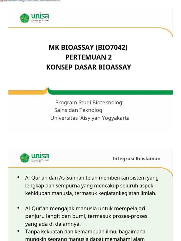 Prinsip dan Konsep Dasar Bioassay | PDF