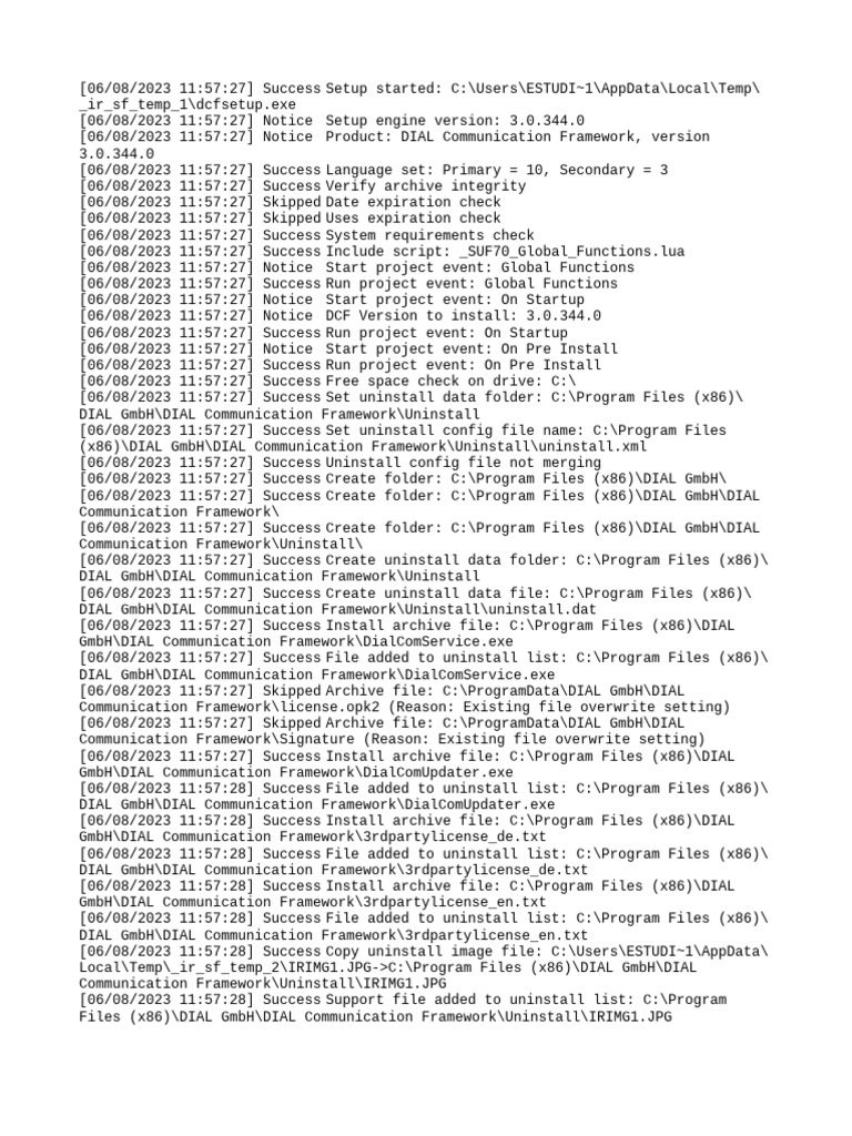 Dial communication framework setup log pdf computer file windows