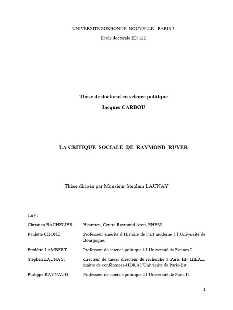 Critique sociale de Raymond Ruyer | PDF | Conscience | Marxisme