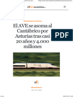 El AVE Se Asoma Al Cantábrico Por Asturias Tras Casi 20 Años y 4.000 Millones