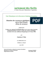 Département Des Forêts: Situation Des Ressources Génétiques Forestières de La Côte D'ivoire (Zone de Savanes)