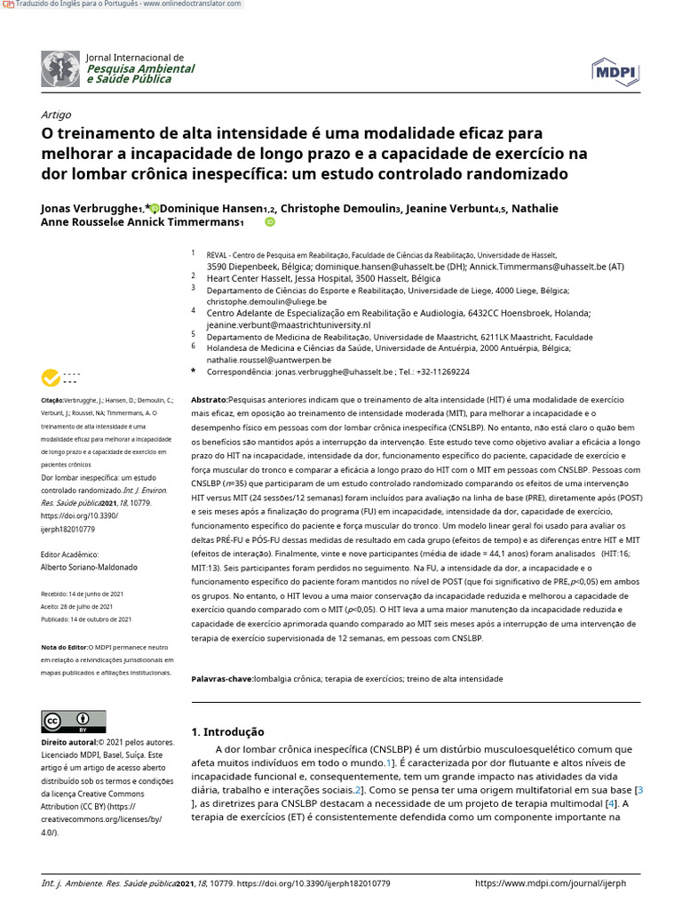 High intensity training is an effective modality to improve long term