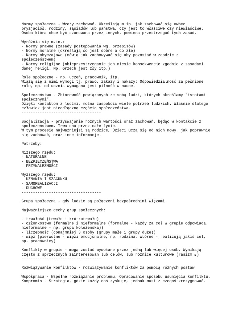 WOS - Sprawdzian Temat 1 | PDF