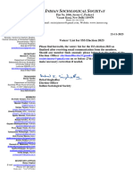 Ndian Ociological Ociet Y: Voters' List For ISS Election 2023