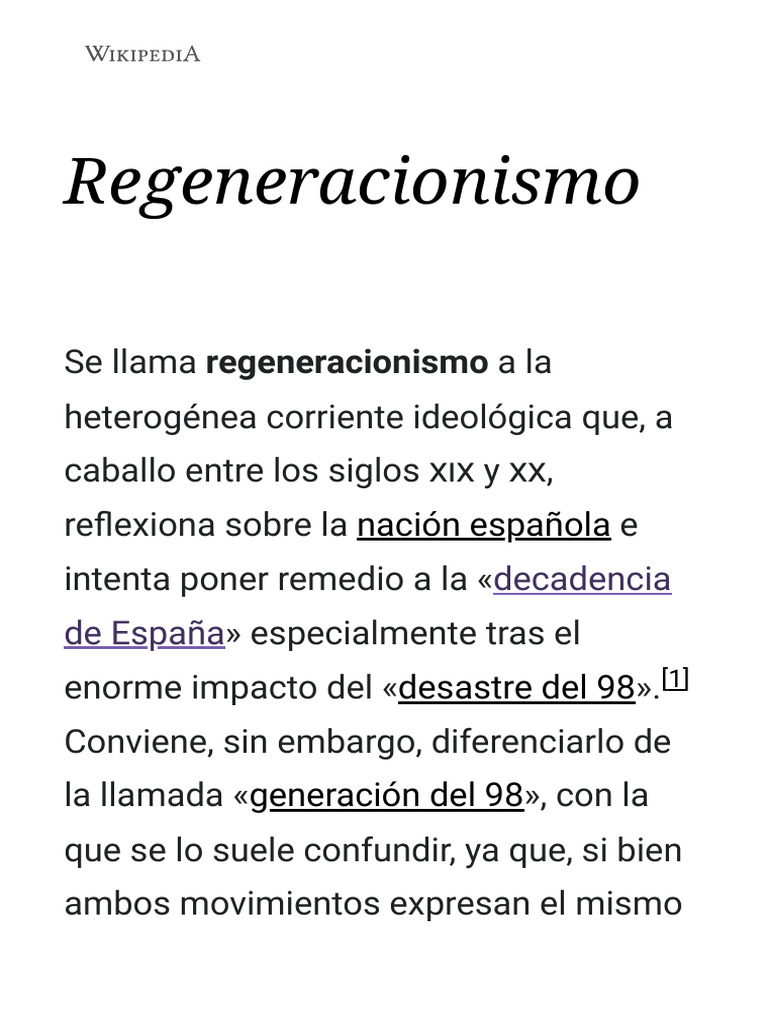 Regeneracionismo Wikipedia, La Enciclopedia Libre PDF España