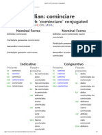 Italian Verb 'Cominciare' Conjugated