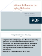 Organizational Influences On Buying Behavior: Aashish Tulsani Hamza Shaikh