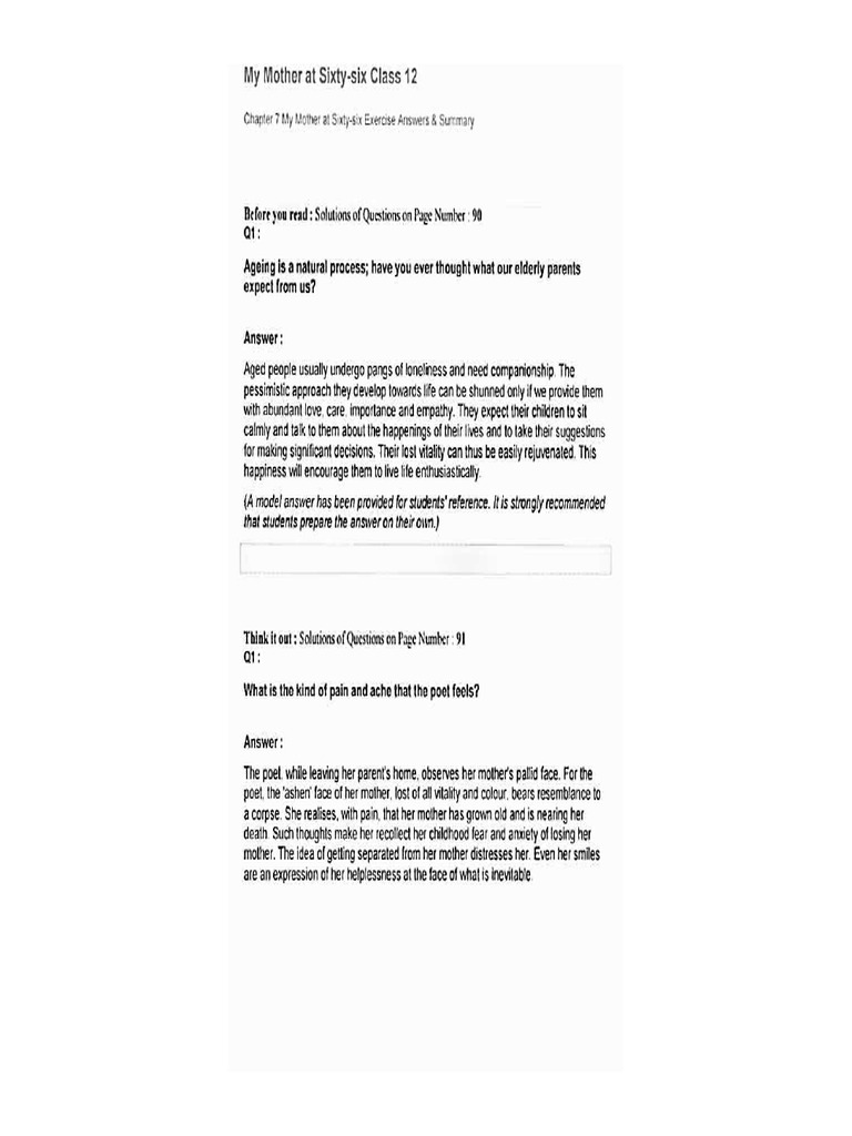 Class 12 chapter 7 my mother at 66 pdf human development