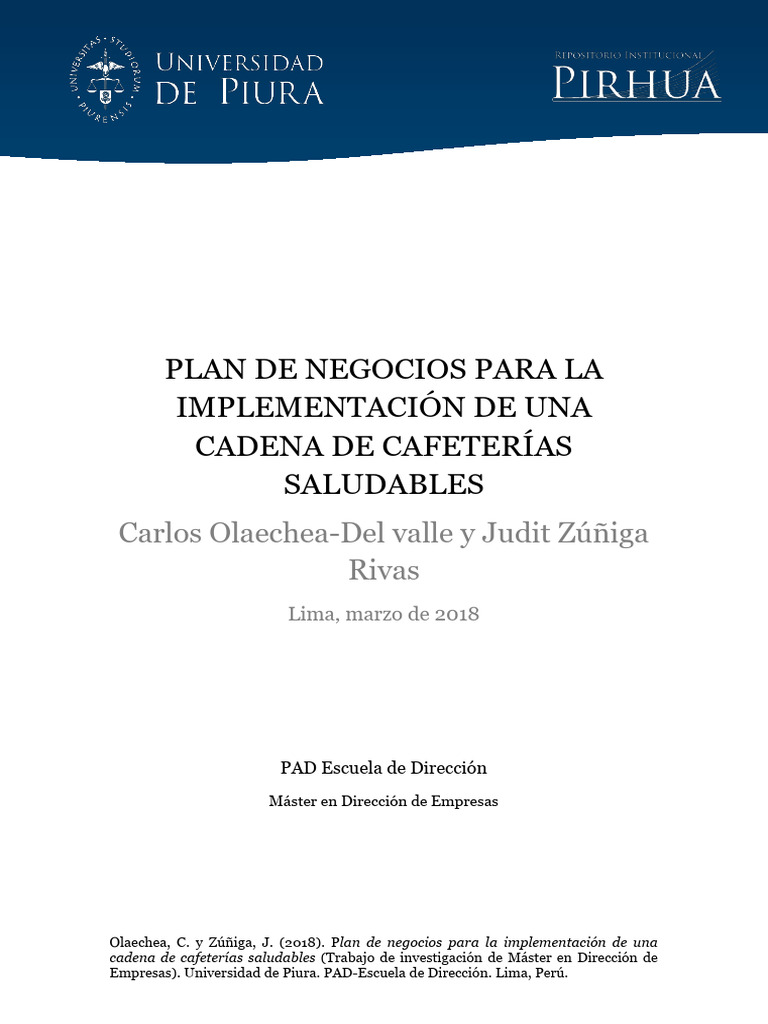 Plan de Negocios para Cafeterías Saludables | PDF | Perú | café