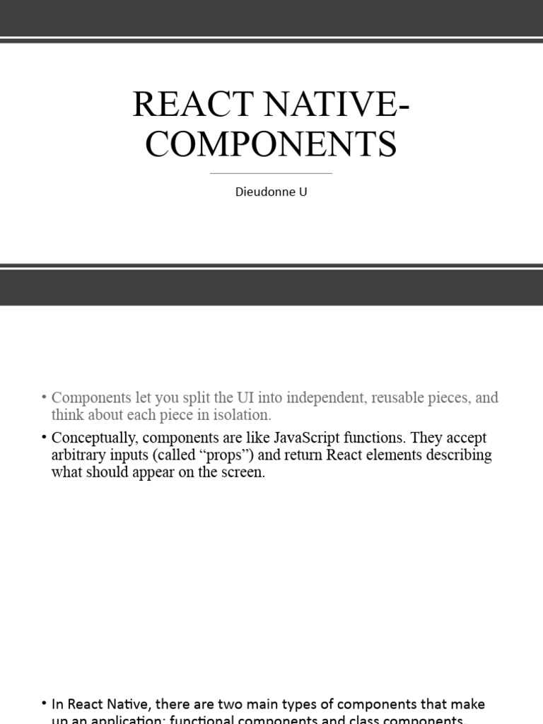 React Native Component Overview | PDF | Computer Science | Systems ...