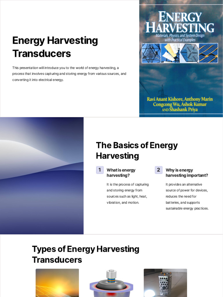 Energy Harvesting Transducers PDF Energy Harvesting Electricity