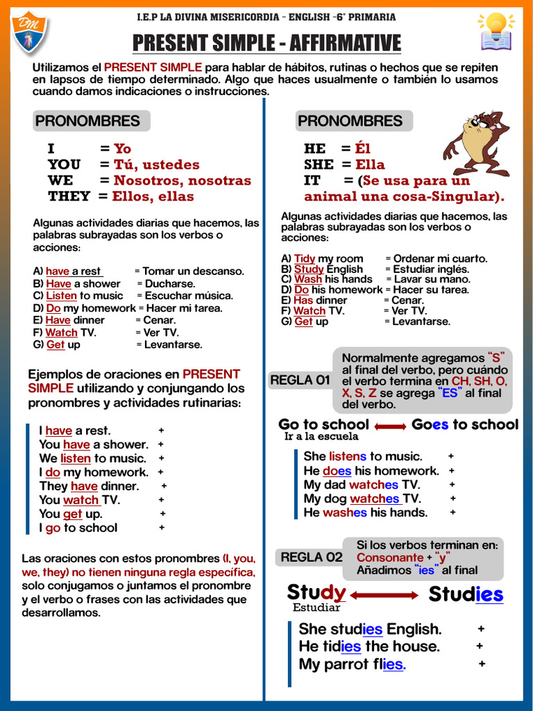 Ejemplos de Presente Simple en Inglés | PDF | Lingüística | Idiomas