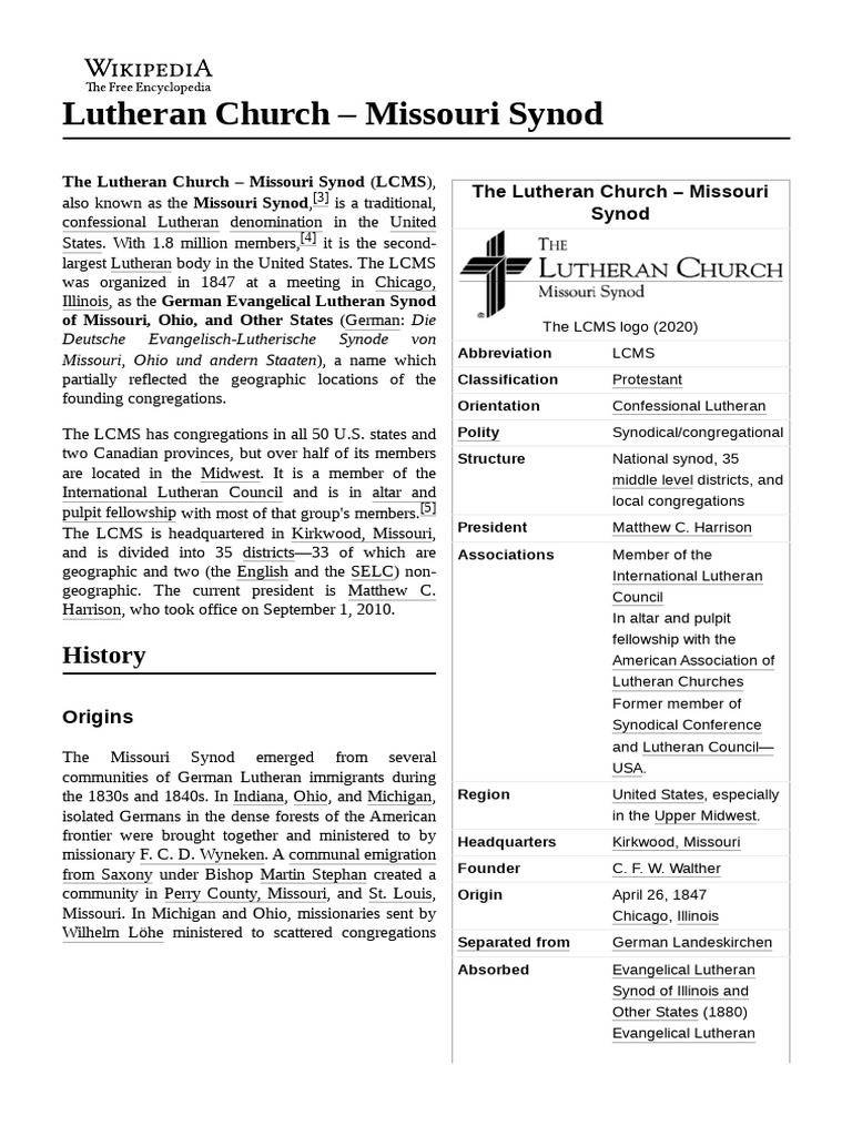 Lutheran Church Missouri Synod PDF Eucharist Lutheranism