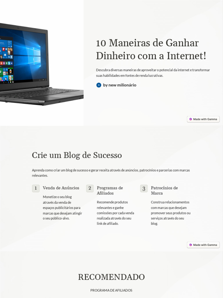 10 Maneiras de Ganhar Dinheiro Com A Internet | PDF | Marketing de ...