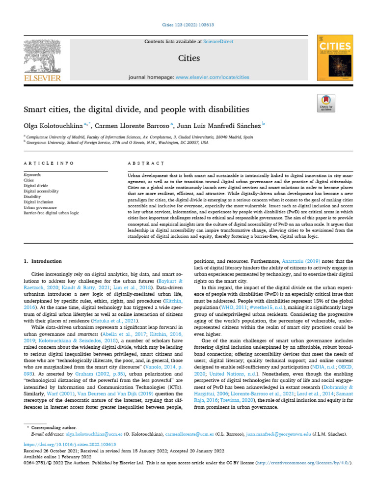 Digital Inclusion for Disabilities in Cities | PDF | Accessibility ...