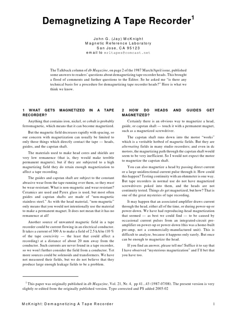 A Tape Recorder PDF Distortion Tape Recorder