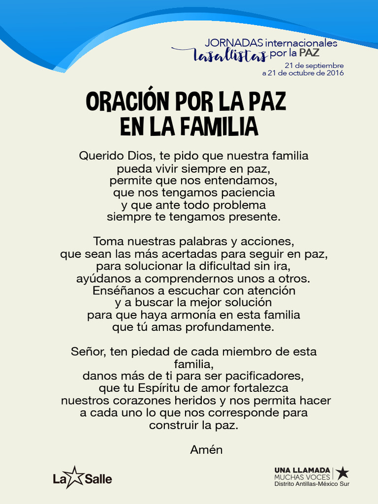 Oracion Por La Paz en La Familia | PDF