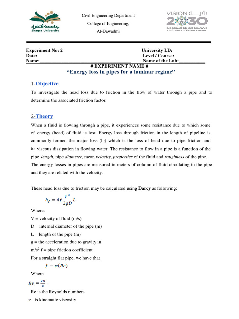 Pipe Friction in Laminar Flow | PDF | Reynolds Number | Mechanics
