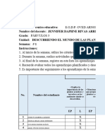 Lista de Cotejo Descubriendo El Mundo de Las Plantas